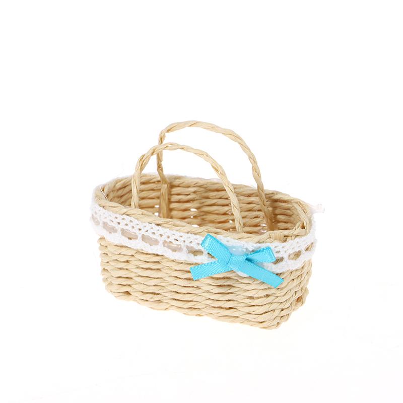 Мини милый кукольный домик из ротанга, плетеная вручную корзина, милые игрушки, куклы, миниатюрное украшение