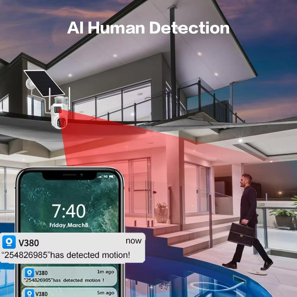 LS VISION 4G SIM Card Solar Camera WiFi Outdoor HD Night Vision IP CCTV Surveillance IP66 Waterproof 2 Way Audio PIR Humanoid Detection