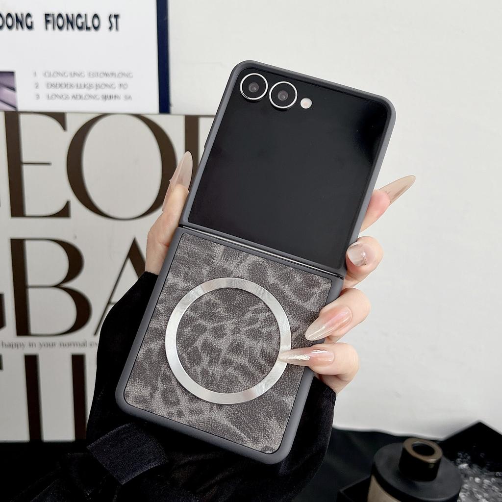 Чехол для Samsung Galaxy Z Flip3 Flip4 Flip5 Flip6 Flip7 с задней кожей и противоударным бампером для телефона MagSafe