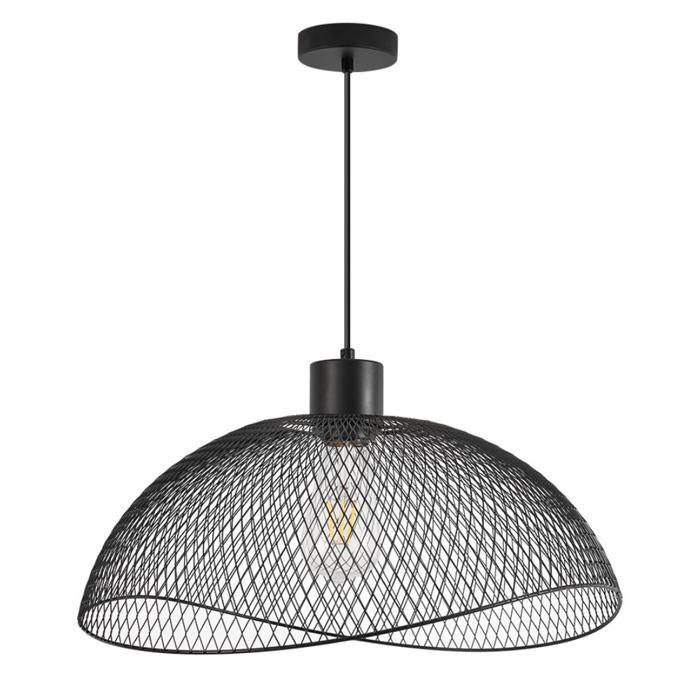 Suspension décorative métal noir grillagé E27 Diam 450mm
