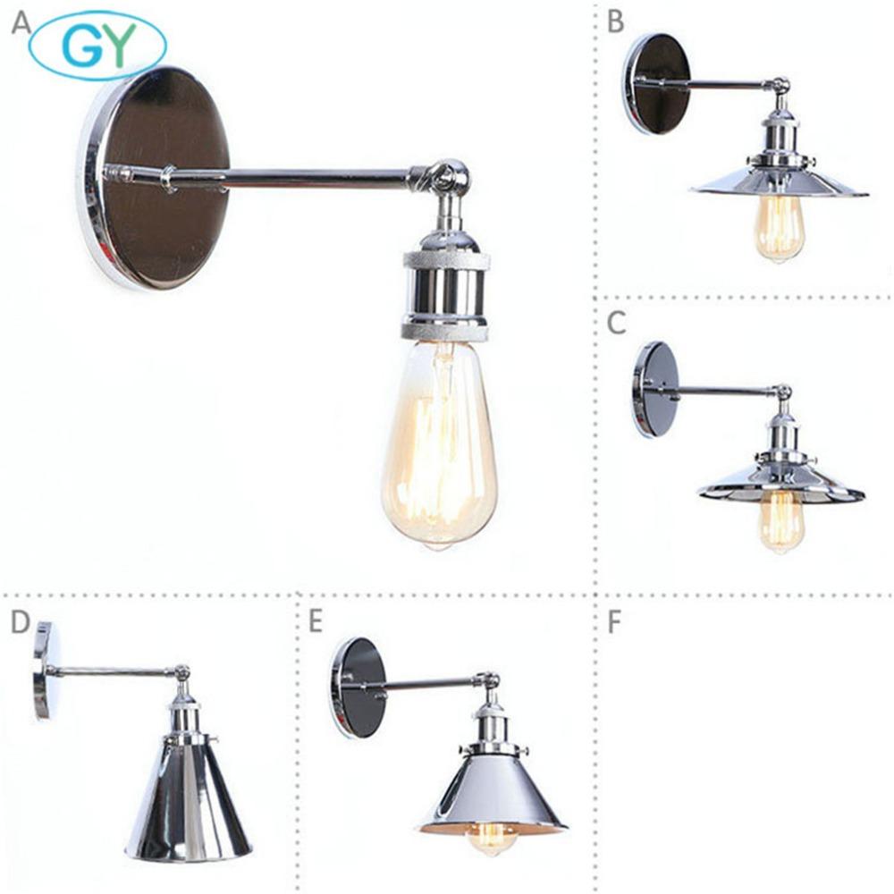 Chrome Finish Vintage Industrial Wall Light Loft Metal E27 Wall Sconce Retro Deco Stair Hallway Balcony Bathroom Vanity Lighting