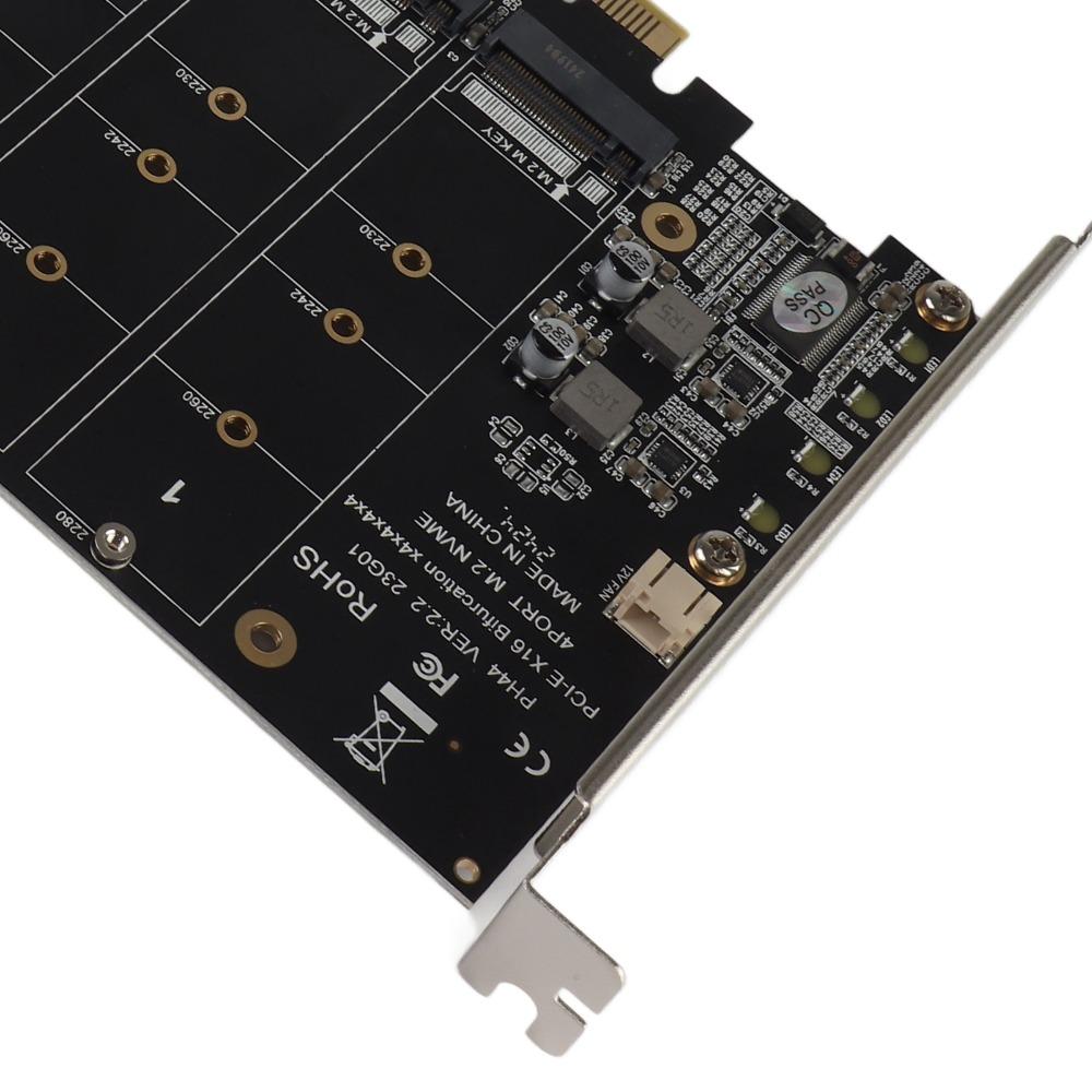 4 Port M.2 PCIE Adapter Card Plug and Play SSD Converter Card PCIE Expansion Card Gaming PC