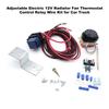 Adjustable Electric Radiator Fan Thermostat 12 V with Control Relay and Wire for Cars and Trucks