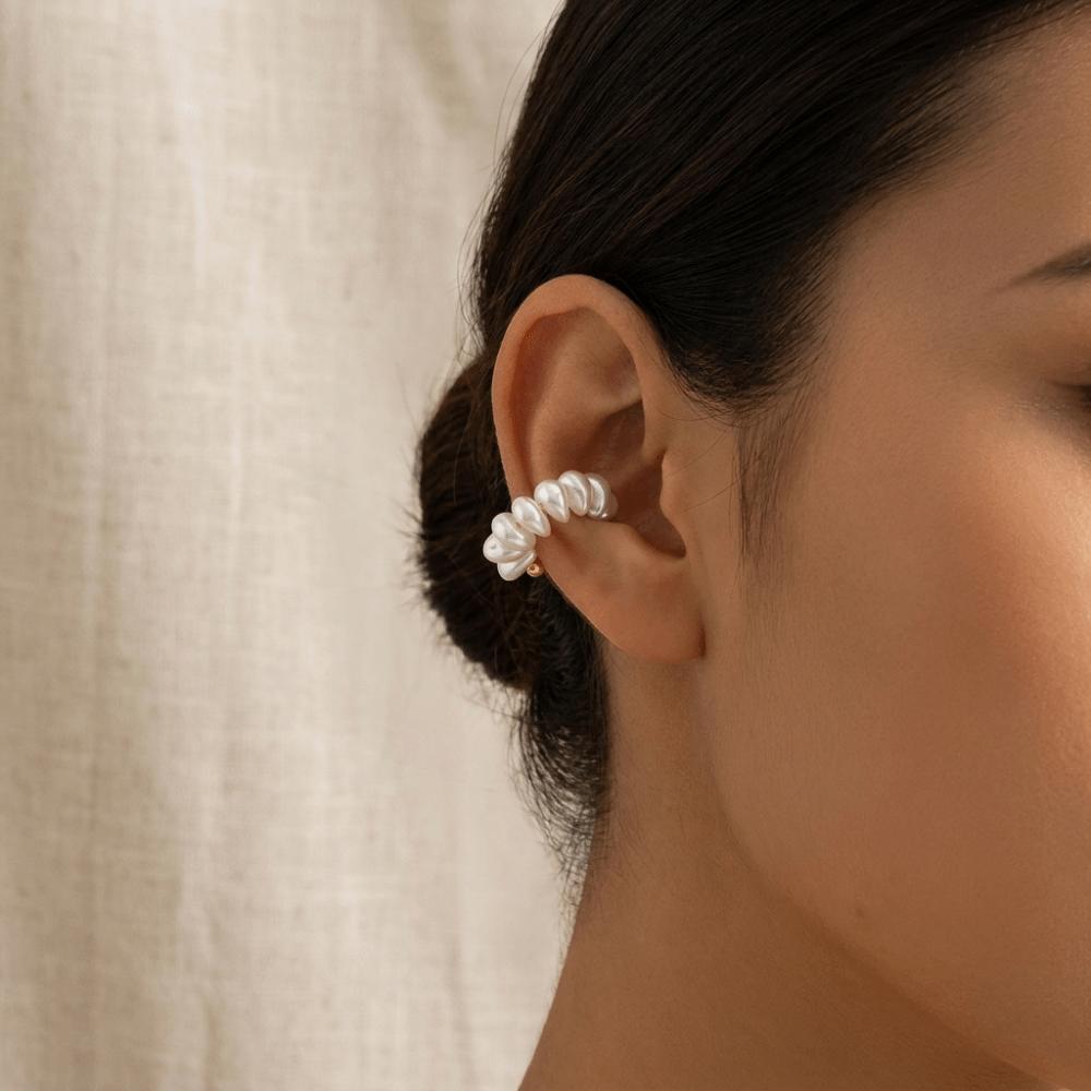 Golded C-shaped Ear Clip Imitation Pearl Gold Jewelry Elegant C Shape Ear Cuff  Jewelry