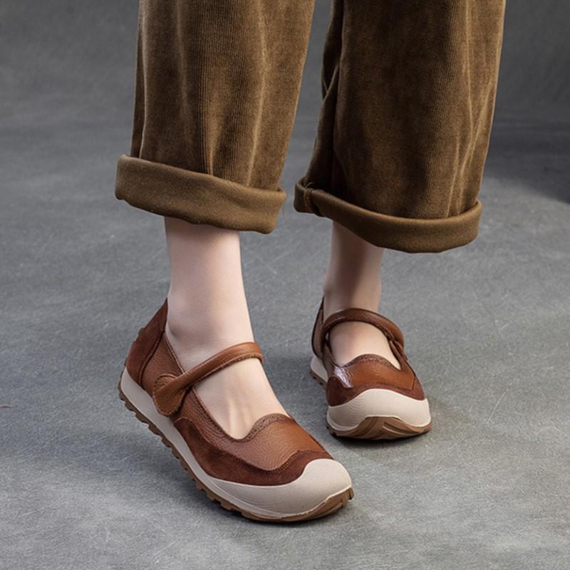 Johnature Ретро мягкая подошва мелкая натуральная кожа повседневные универсальные женские туфли на плоской подошве