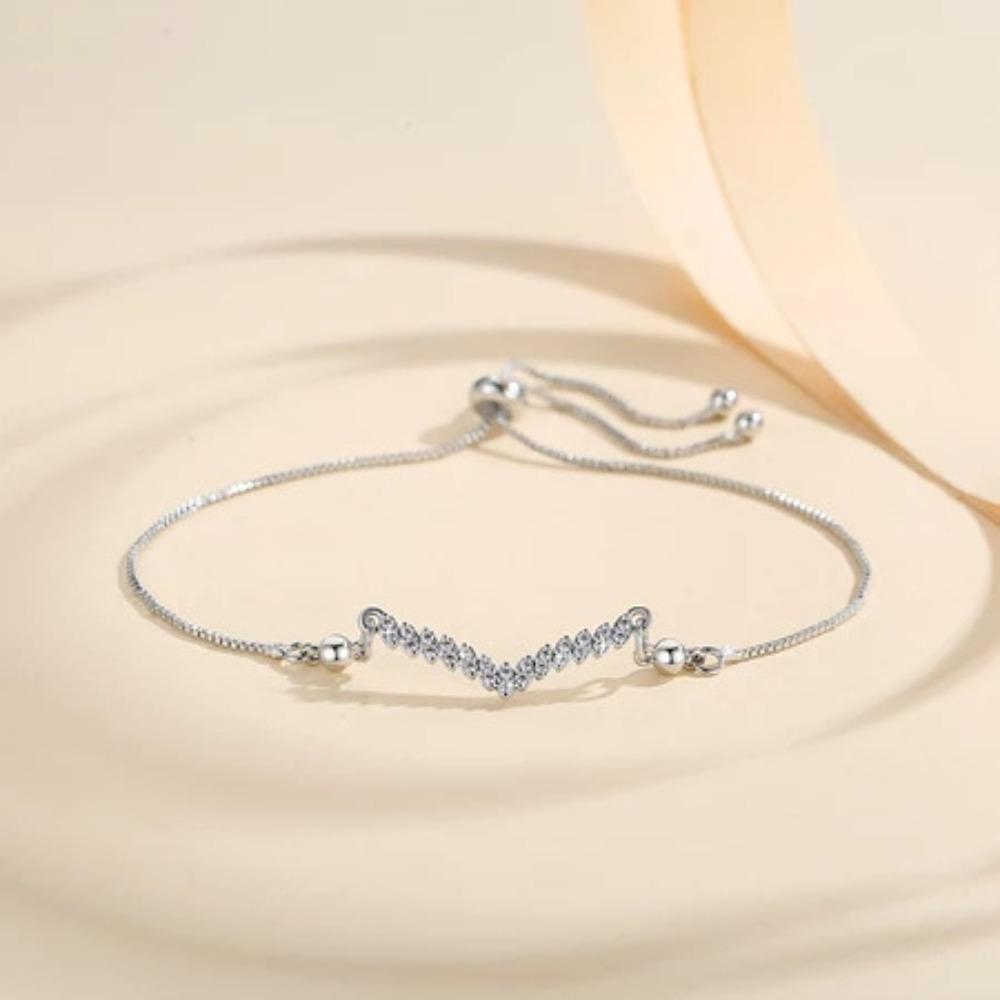 V Shape Bracelet Gold Plated Copper Zircon Push Pull Chain Hot Selling Hand Jewelry for Women