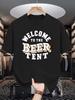 Unisex Crew Neck Tee Beer Tent Vintage Letter Graphic Print Soft Cotton Loose Short Sleeve Summer Casual Male Streetwear Tops