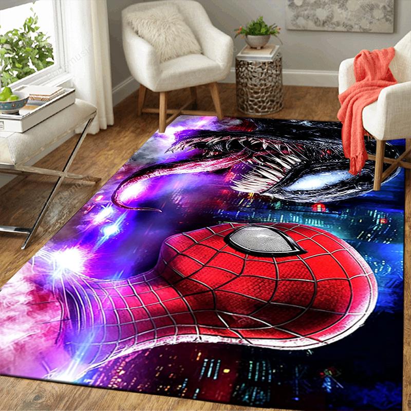 1Pc Venom Vs Spiderman Urban Battle Rug, Office Carpet Indoor Outdoor Doormat, Non-Slip Soft, Living Room, Christmas Halloween Gift. M928467