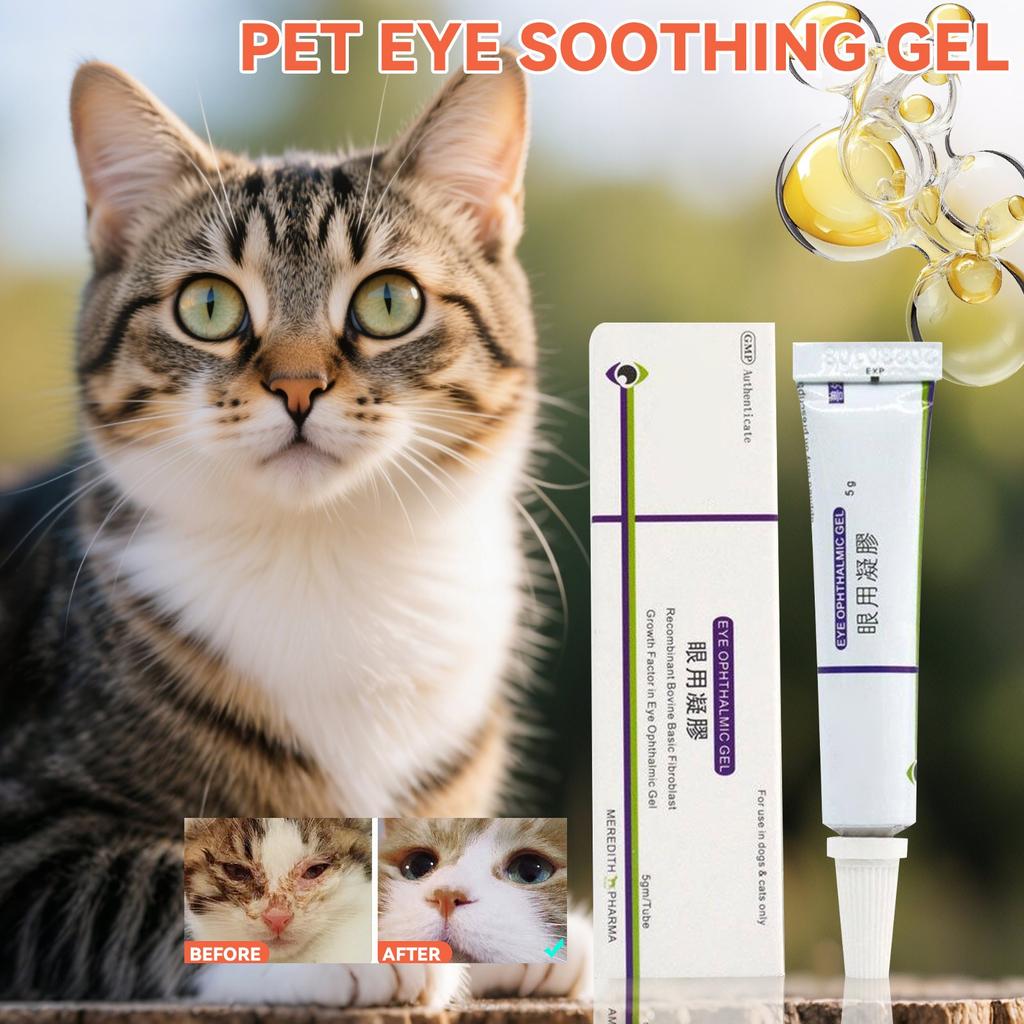 Гель для глаз для собак и кошек, быстродействующий при воспалении роговицы, эффективен при красных, опухших и сухих глазах