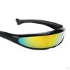 Futuristic Narrow Cyclops Color Mirrored Lens Visor Sunglasses