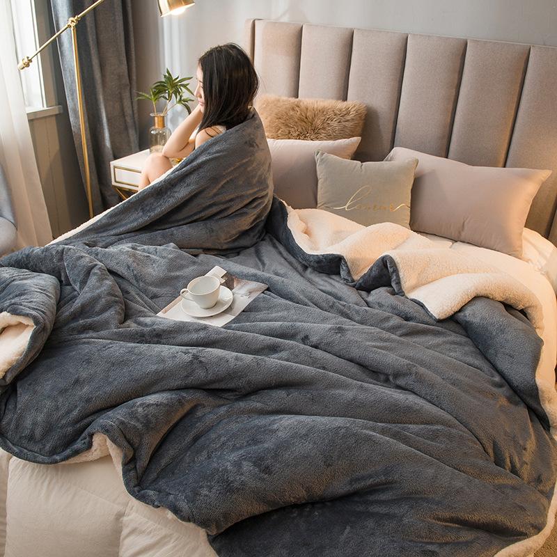Шерстяное одеяло, сохраняющее тепло, зимние одеяла, двухстороннее королевское пододеяльник, покрывало для кемпинга, покрывало на кровать