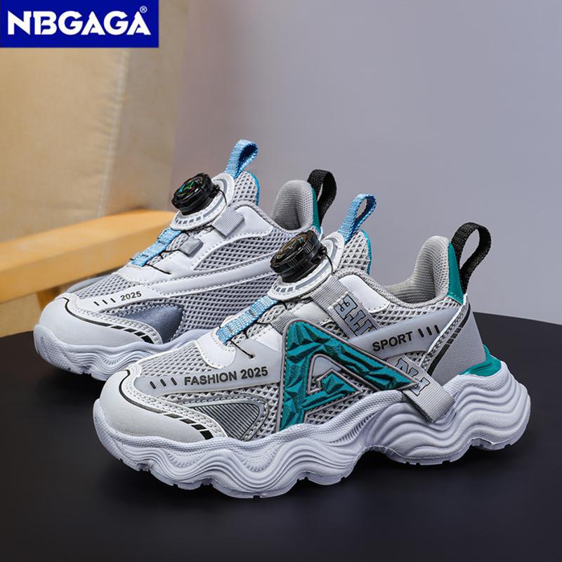 Детская мода с поворотной пряжкой, противоскользящие повседневные кроссовки, дышащая сетка, прогулочная обувь для мальчиков и девочек, спортивная обувь для тенниса на открытом воздухе