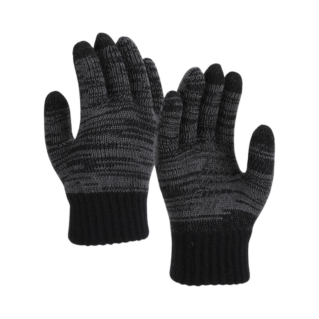 Men's And Women's Knitted Gloves With Thick Velvet Insulation Gloves, Outdoor Cycling Cold Resistant Five Finger Gloves