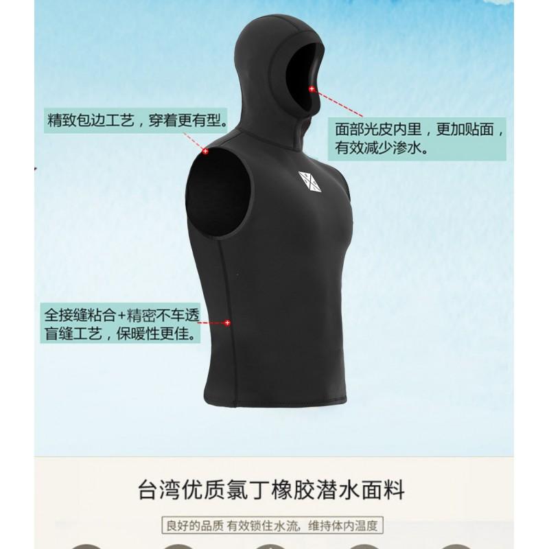 3mm Neoprene Sleeveless Hooded Wetsuit Vest Diving Snorkeling Surfing Water Sports Warmth Protection