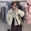 Knitted scarf shawl down jacket women's short new thickened stand-up neck bread jacket small winter coat