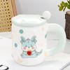 Couple Mug with Lid Spoon Water Cup Gift Souvenir Open Cute Cup for Girls High Value Ceramic Cup