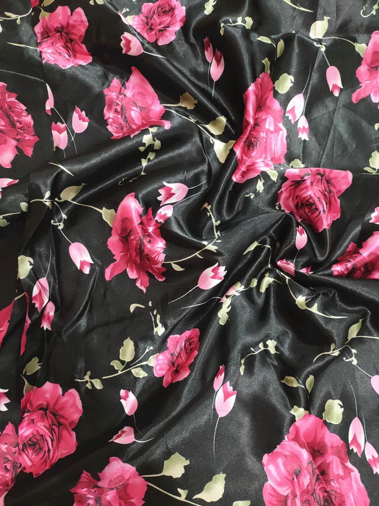 Большая Цветочная Ткань из Шелкового Сатина для Ципао, Подкладки и Ленты для Головного Убора