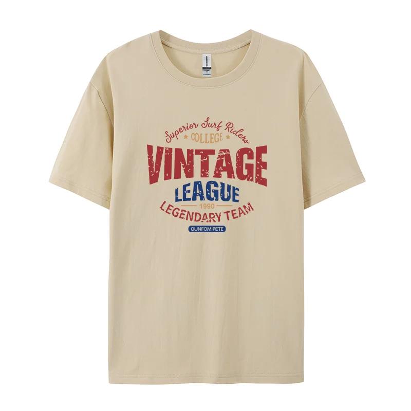 Женские футболки с принтом Vintage League Letter, летние модные топы, удобные, с круглым вырезом и коротким рукавом, мягкие, свободного покроя, одежда
