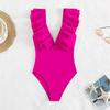 New V-neck Peplum Bodysuit Triangle Beach Swimwear for Women