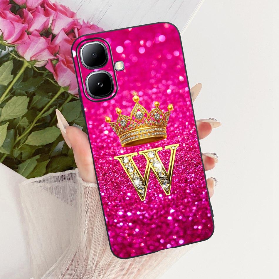 Для Infinix Smart 20 X6840 X6840B Чехол-бампер с буквой 'Crown' Для Infinix Smart20 Черный Силиконовый Мягкие Чехлы
