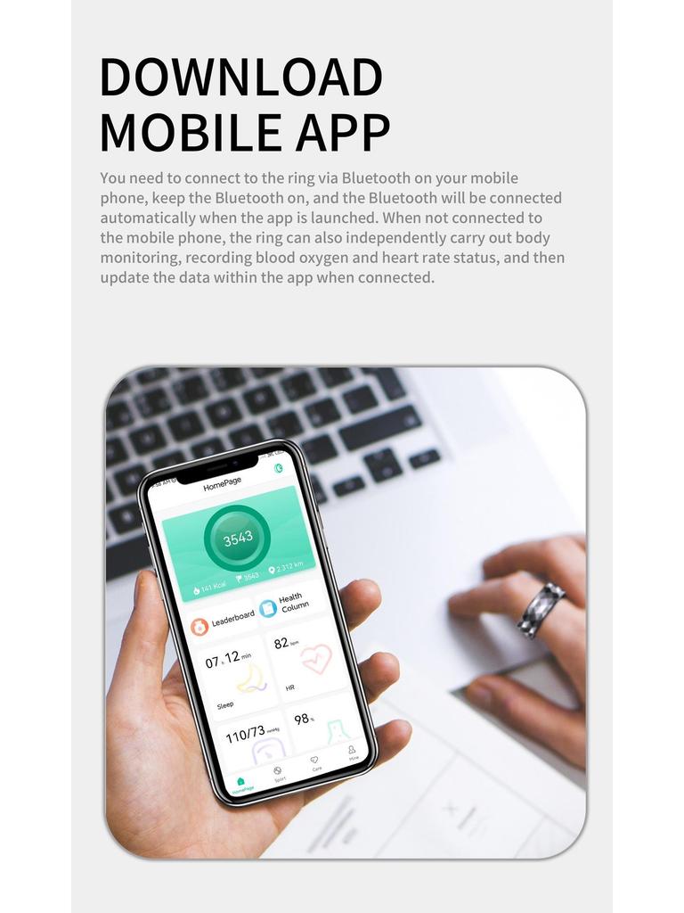 R12 Умное водонепроницаемое кольцо: Измеряет артериальное давление, кислород, сон, пульс, шаги и имеет мультиспортивные режимы