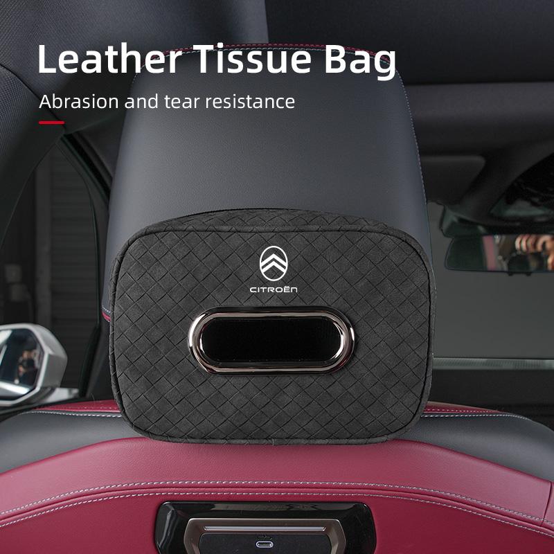 WKZA3 PU Leather Plaid Pattern Tissue Bag for Citroen C4 C3 C5 C1 C2 Berlingo Celysee Cactus Picasso Aircross Saxo Grand Car Accessory