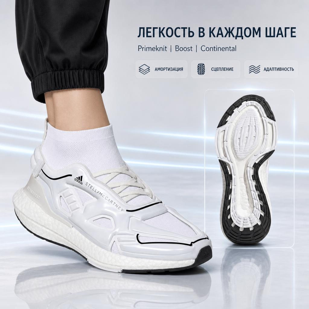 Stella McCartney x adidas UltraBoost 22 Elevated Cloud White Core Black Женские кроссовки Бело-паровой GY6110