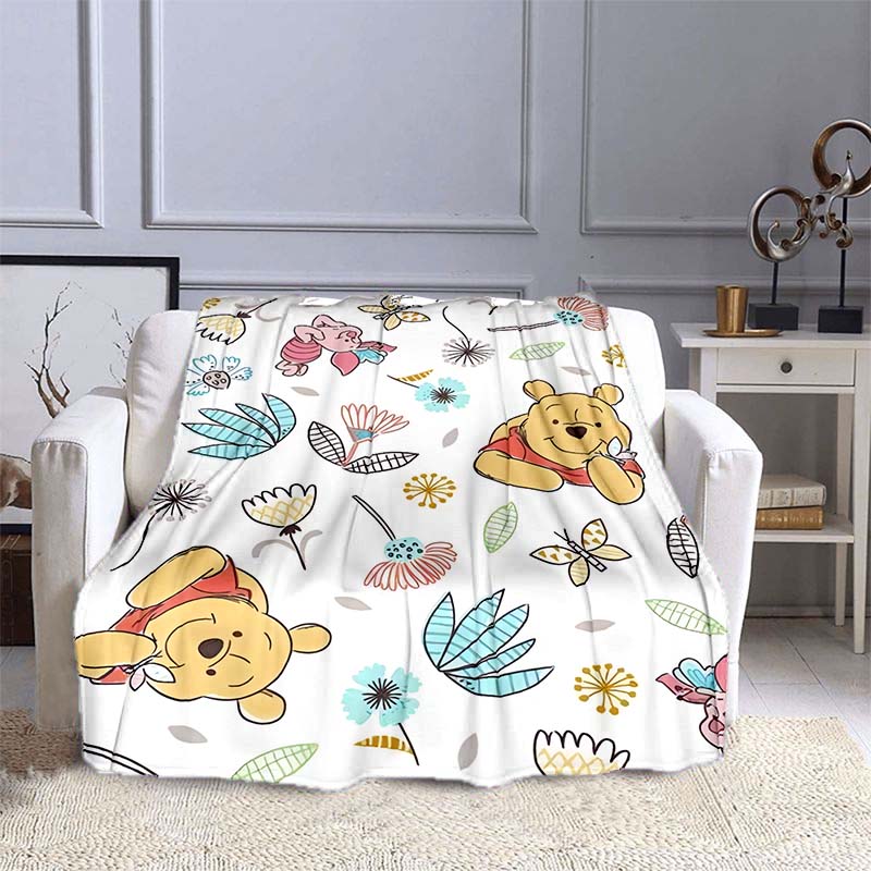 1PC Disney Winnie The Pooh Pattern Blanket Warm Soft Fluffy Kids and Adult Sofa Bed Throw Blanket Outdoor Travel Camping RV