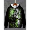 Men's Hooded Hoodies 3D Prints Wolf Graphic Unisex Sweatshirt Drawstring Sportwear Long Sleeve  Tops Men's Clothing Pullover