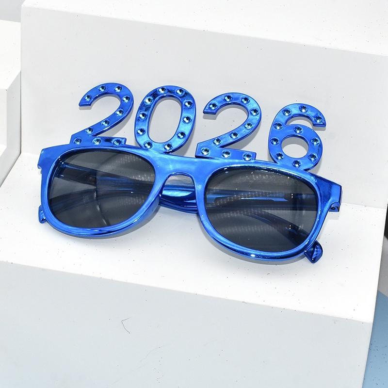2026 Номер Очки С Новым Годом Очки Бриллиантовые Блестки Солнцезащитные Очки Косплей Реквизит Украшение для Рождественской Вечеринки Смешные Очки