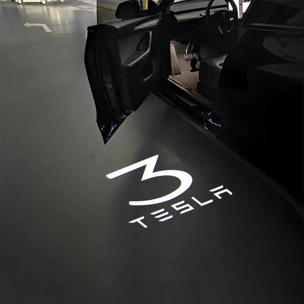 Автомобильная наклейка 2025 Горячая 2 шт. Для Tesla Model 3 Model S Model X Автомобильные лампы-проекторы на дверь с приветственным светом HD