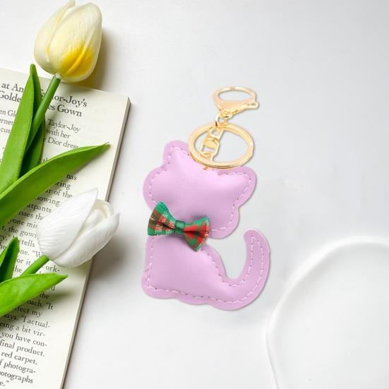 Брелок-кулон с мультяшным котом и бантом, декор из искусственной кожи, очаровательный брелок с котенком, изящная подвеска для сумки