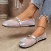 Fashion Spliced Mesh Breathable One Strap Soft Sole Anti-Slip Wear-Resistant Flat Shoes Women's Fashion Round Toe Shoes