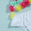 Купальники из 3 предметов для маленьких девочек 6, 12, 18, 24 месяцев, цветочный декор, завязка на шее, топы на шее, шорты с оборками, шляпа от солнца, комплект купальников с разрезом в бикини