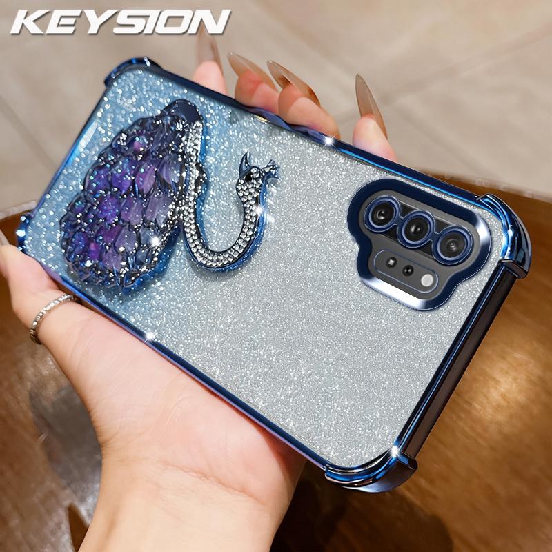 KEYSION Ударопрочный чехол из ТПУ с покрытием и блестками, украшенный лебедем, с подставкой для Samsung Note 10 Plus / Galaxy Note 10