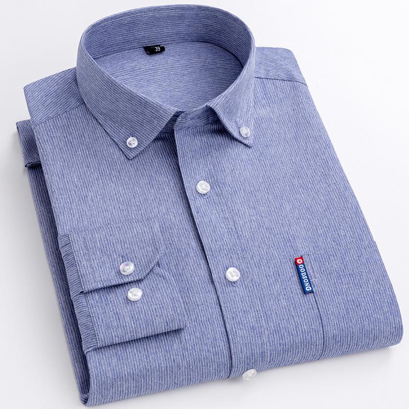 Men's Business Casual Striped Long-Sleeve Shirt - Simple and Fashionable