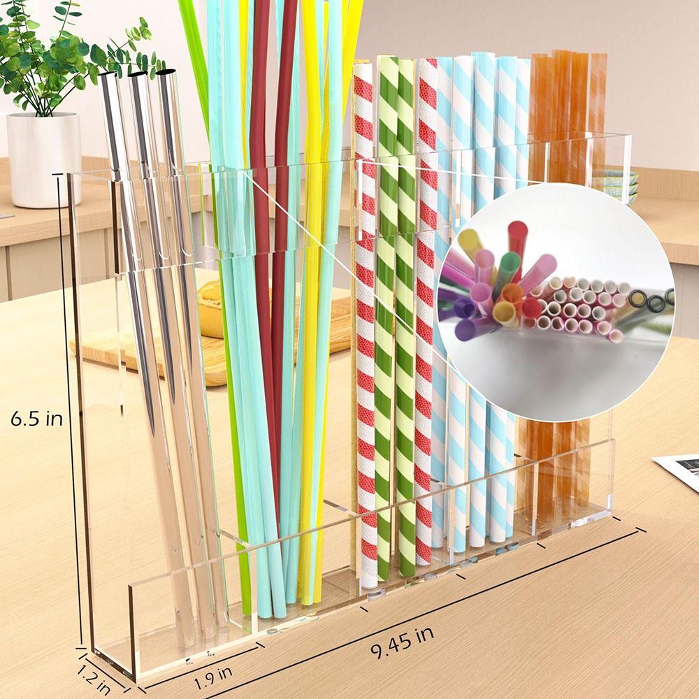 Reusable Drinking Straw Holder Organizer No Drilling Straw Holders Dispenser Straw Container Bar