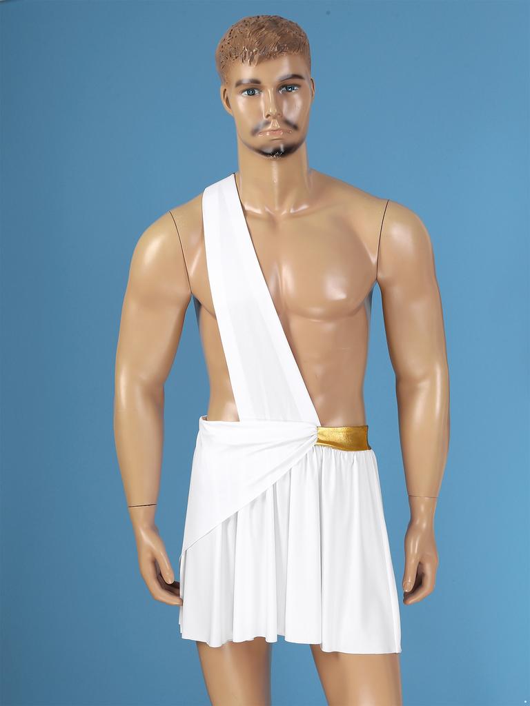 Men's Halloween Role Play Costumes One Shoulder Ancient Greek God Lingerie Knight Warrior Costume Cosplay