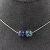 Stones and Minerals. Necklace 2 Azurite Chrysocolla Beads 8 Mm. Stainless Steel Chain Necklace Women Men. Custom Size