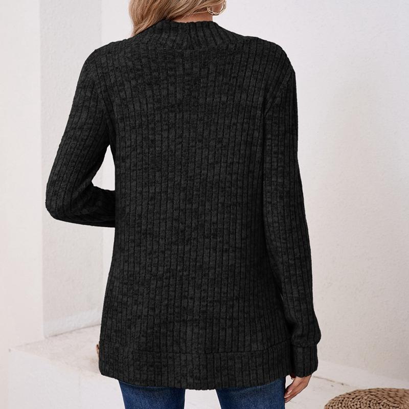 Women's Autumn and Winter Solid Color Long Sleeve Knitted Cardigan Casual Coat