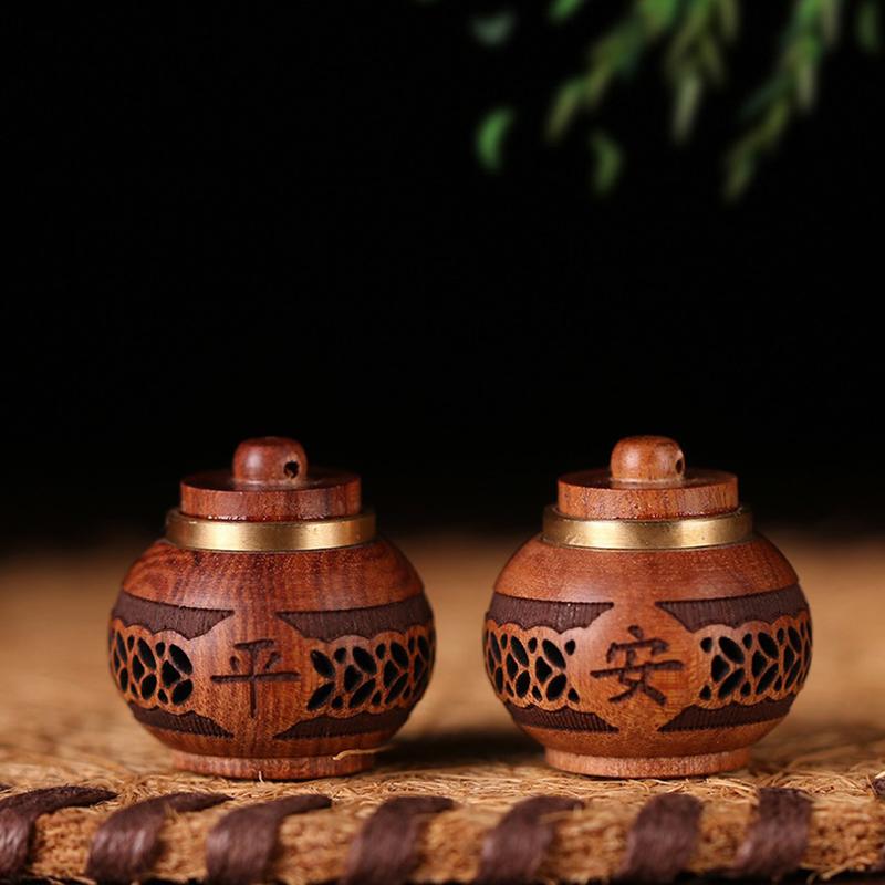Флакон для духов из натурального дерева, расширяющийся, мини-сандаловое дерево, портативная герметичная банка, подвеска, контейнер для помандеров, таблетница