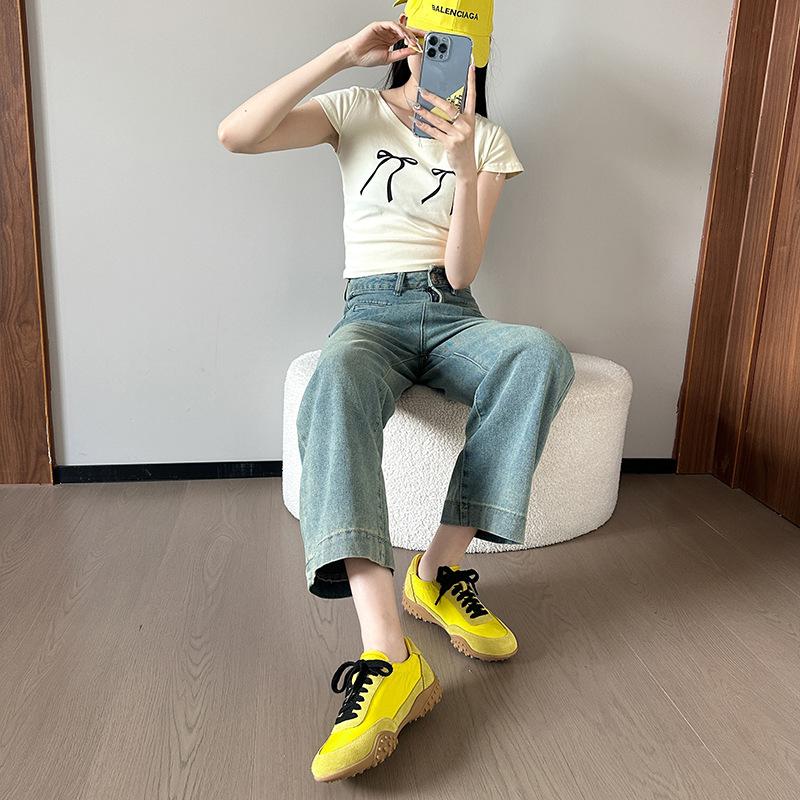 Color Matching Retro Lace-up German Training Shoes Hiking Outdoor Comfortable Soft-soled Single Shoes 2025 Spring New Casual Board Shoes Women