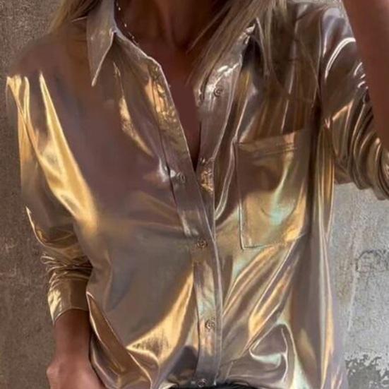 Женская рубашка с лацканами, длинный рукав, свободный крой, замшевая повседневная рубашка с нашивкой