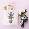 Women Canvas Shoulder Bag London Colorfull Mushroom Print Ladies Casual Handbag Tote Bag Reusable Large Capacity Cotton Shopping Beach Bag
