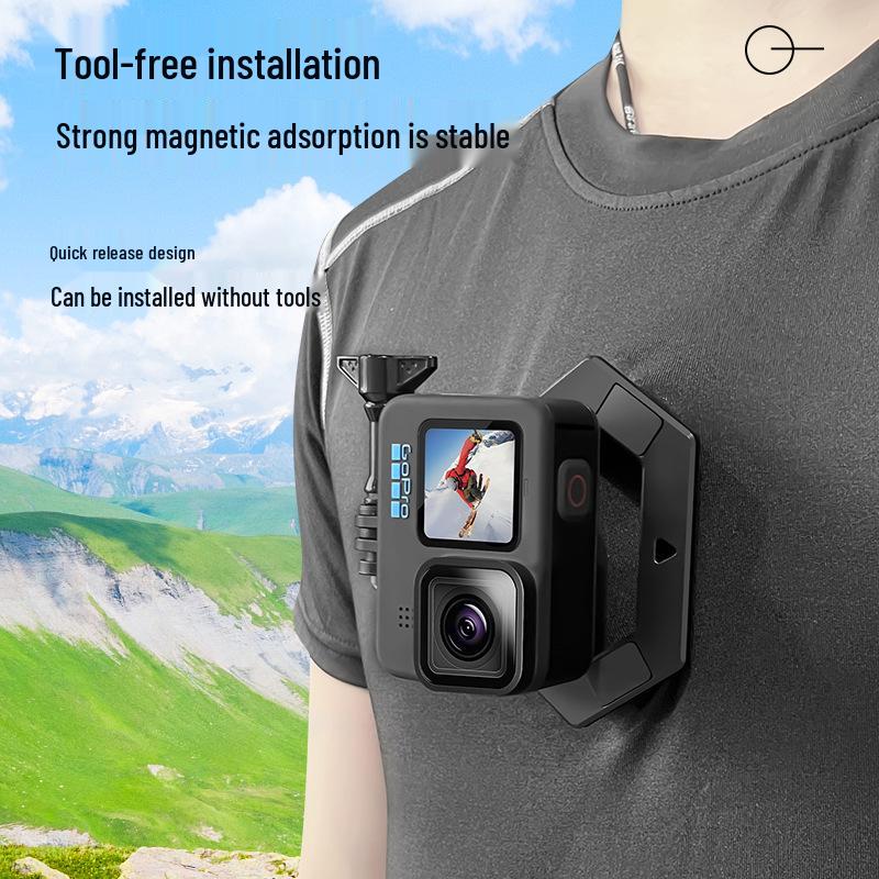 Aluminum Alloy GoPro Car Mount: First-Person Live Broadcast Fixed Bracket with Magnetic Base.