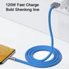 120W 6A Super Fast Charge Liquid Silicone Cable Type C Charger Micro USB Data Line 2m with Indicator Light
