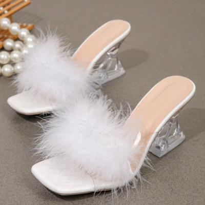 Летние тапочки в форме кристаллов с открытым носком и квадратной головкой, женские модные нескользящие износостойкие босоножки Temperament