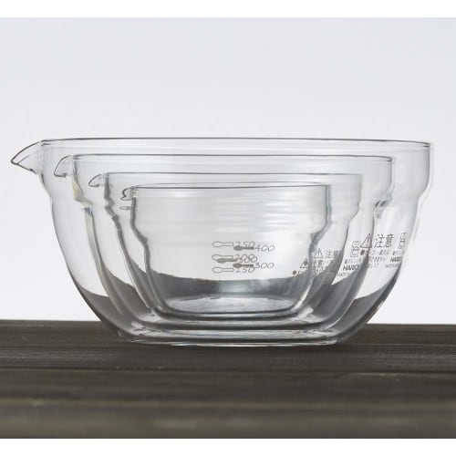 HARIO KB-2518 Katakuchi Bowls, Heat-Resistant Glass, Set of 4, Multi-Bowl, Clear, Made In Japan