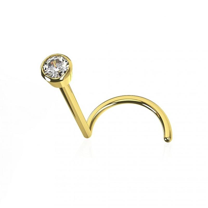 KODY PIERCING Круглый носовой винт из 14-каратного золота с драгоценными камнями - Качественный пирсинг
