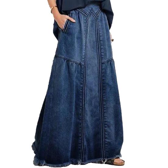 Женская юбка однотонная эластичная талия рваная ретро свободная летняя юбка на каждый день